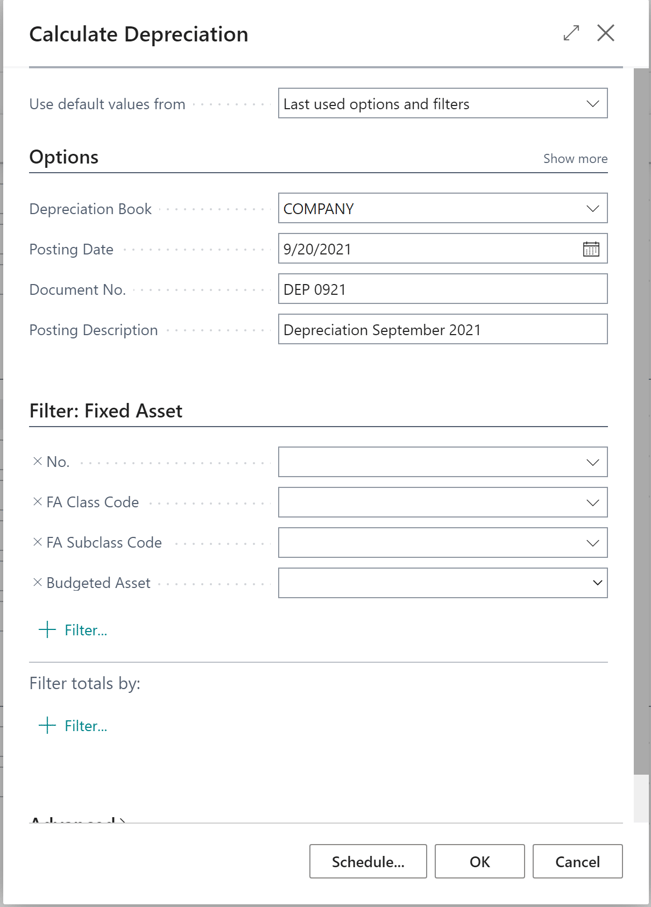 Calculate depreciation of the fixed asset