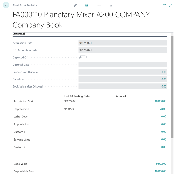 Fixed Asset Statistics