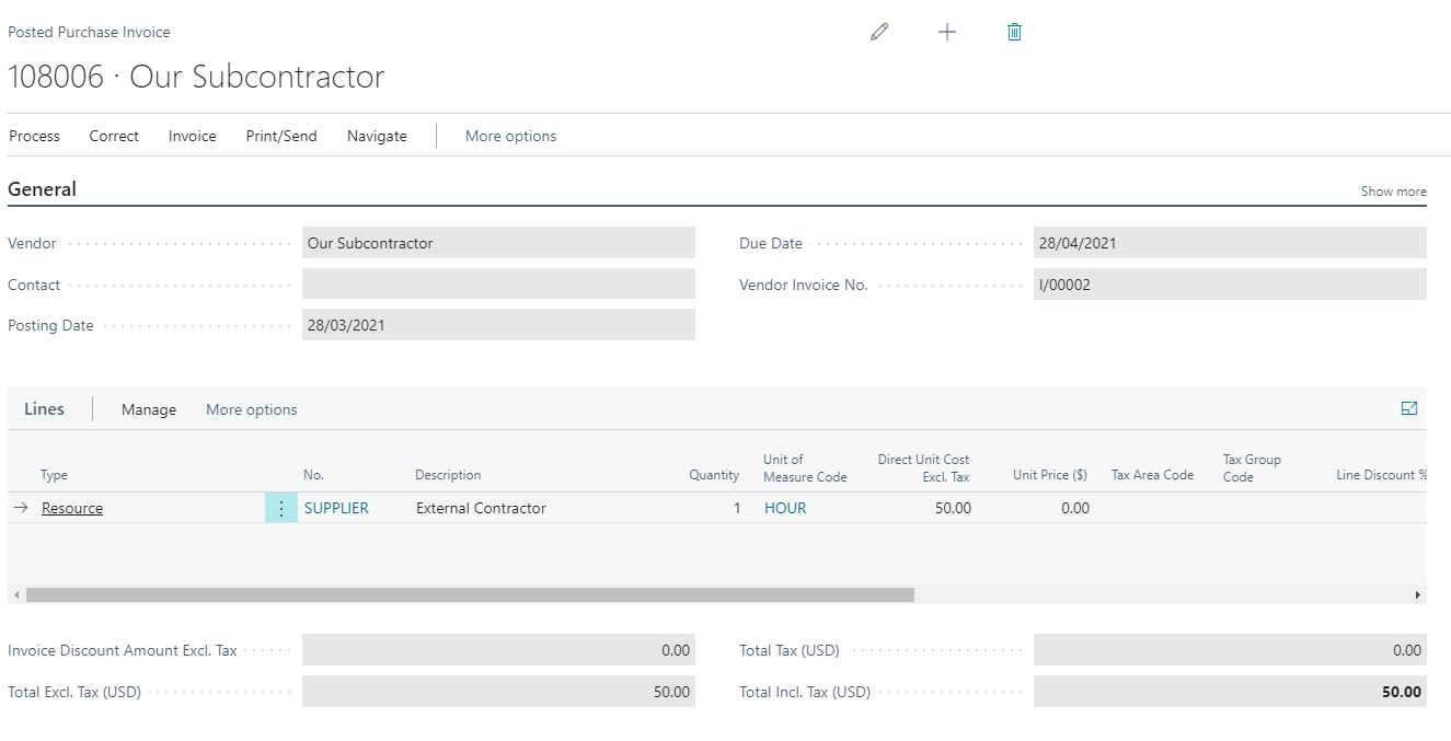 Dynaway EAM Post Purchase Invoice