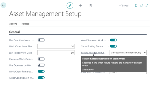 Failure reporting eam