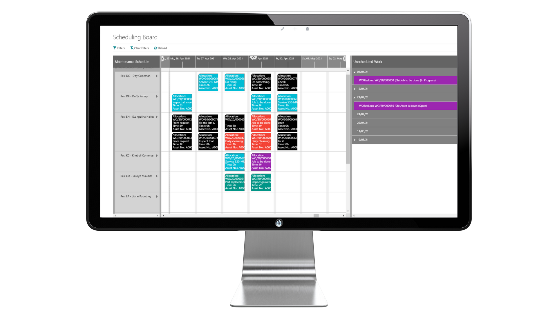 EAM Scheduling board