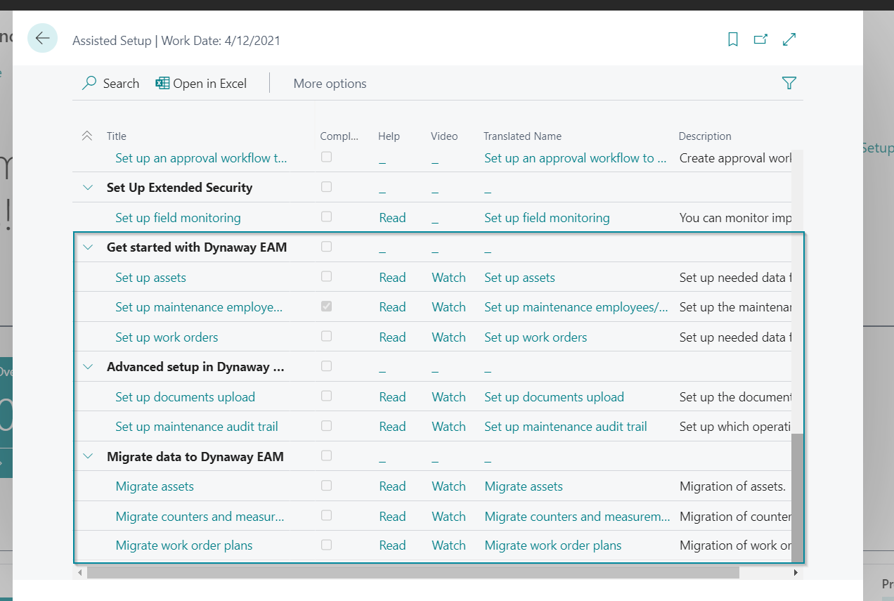 Assisted Setup Menu