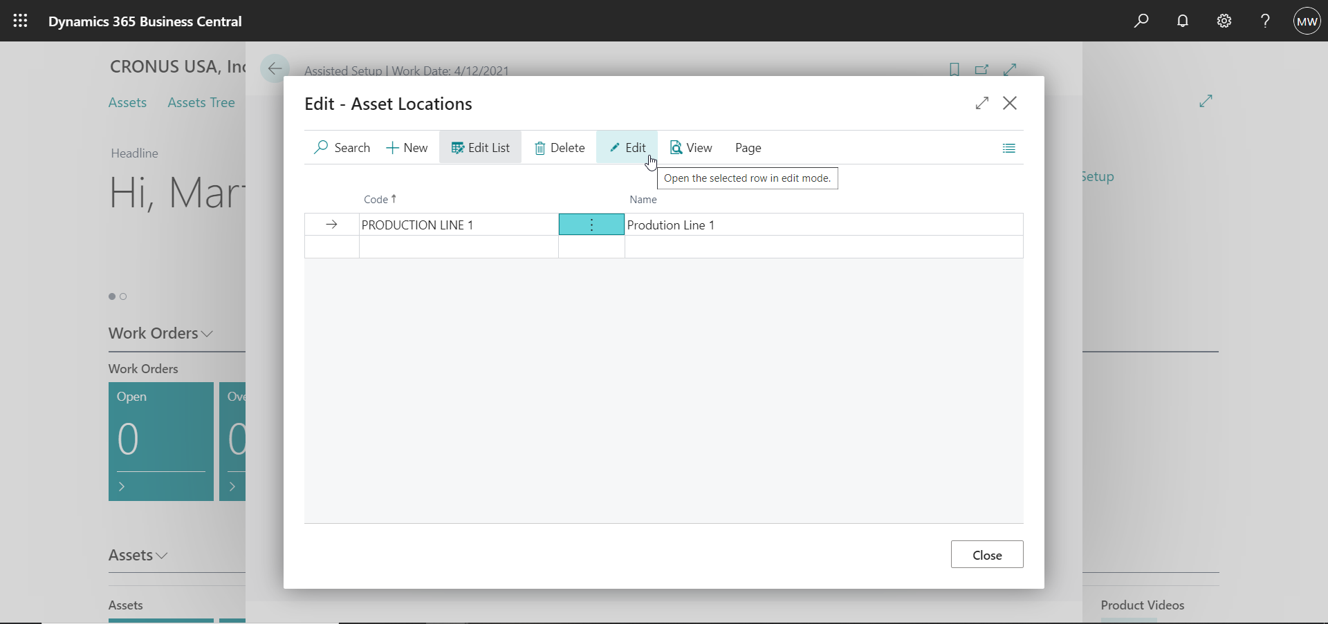 Edit on Asset Location setup.
