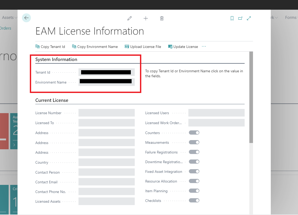 EAM License information