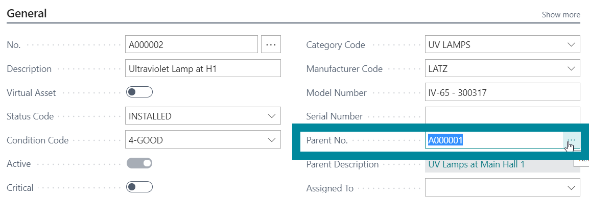 assignign to parent asset